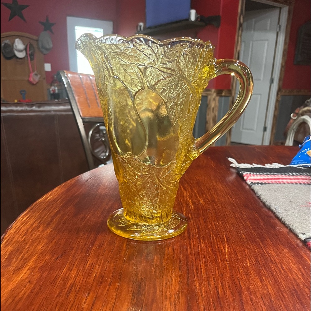 Amber tiara glass pear pitcher